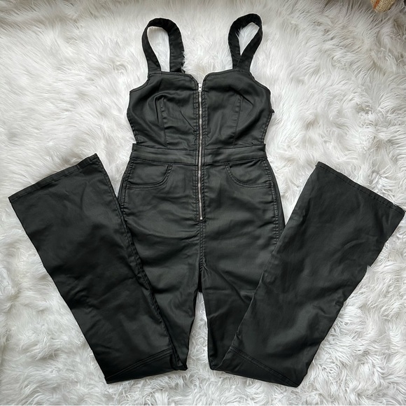 Free People • We The Free Crvy 2nd Ave Leather One Piece Jumpsuit Open Back - Picture 12 of 13
